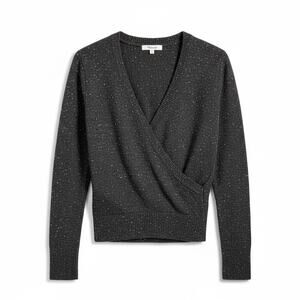 Madewell Grey Speckle Women's XS Wrap Front Wool Blend Sweater Casual Work